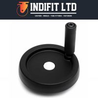 Black solid control handwheel with a folding handle